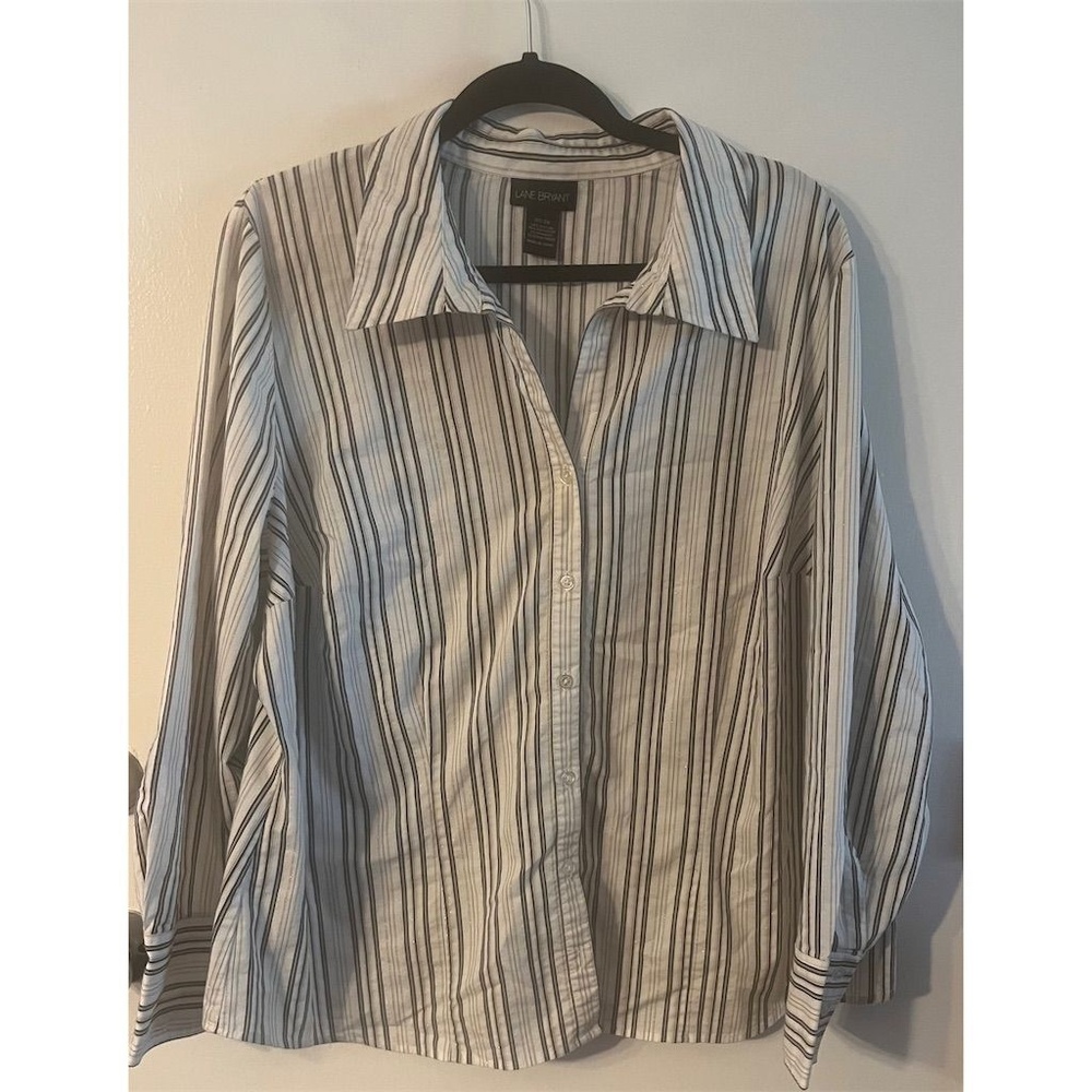 Lane Bryant Women's Plus Size 22/24 Striped Button-Up Long Sleeve Top‎